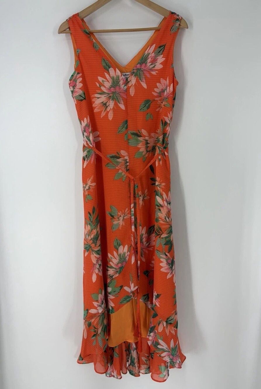 Tommy Bahama Dress XS Orange Joyful Blooms Floral Print Maxi Resort Tropic Beach